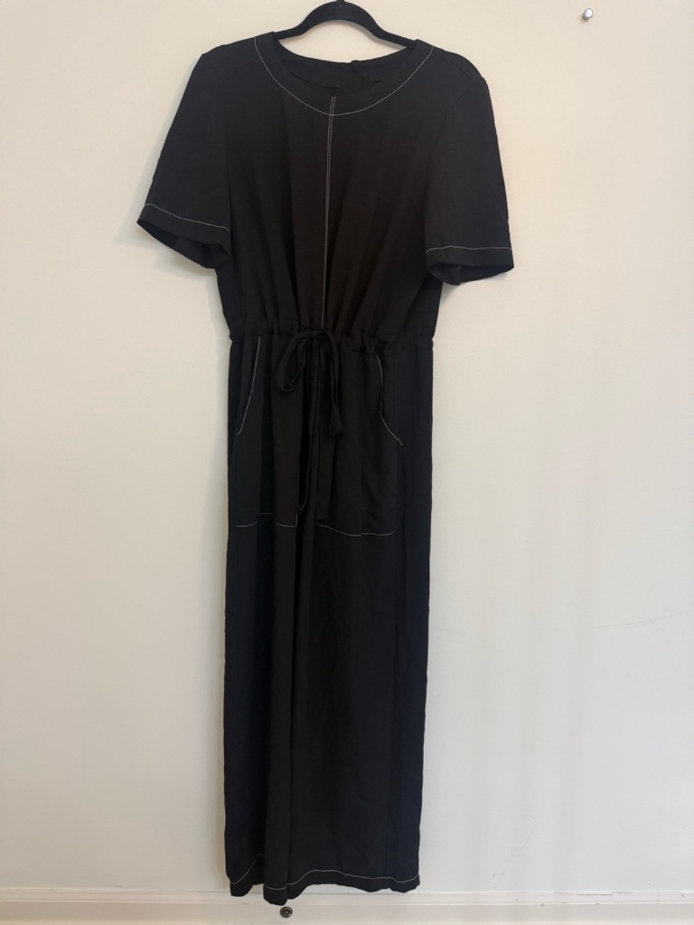 ASOS Black Short Sleeve Drawstring Jumpsuit  Size 8